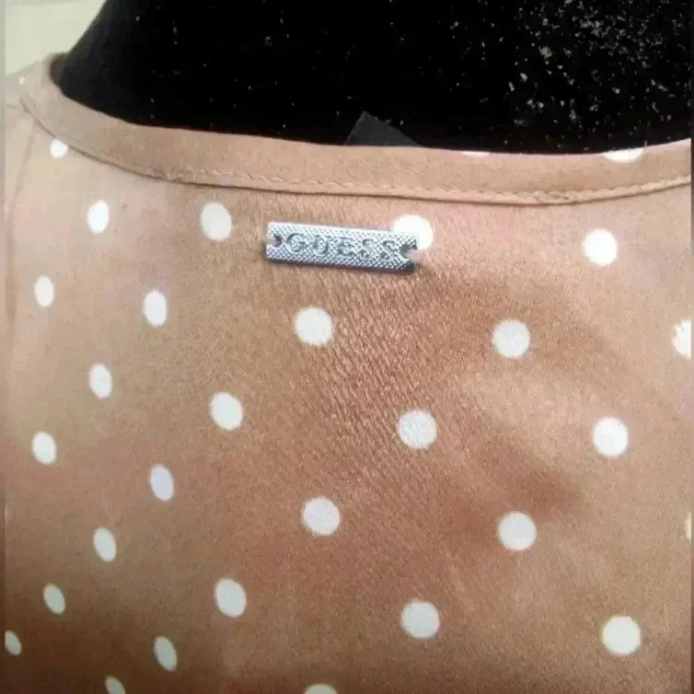 GUESS Silky Peplum Polka Dot Wrap Top - Picture 5 of 5